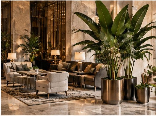 Signature statement plants in a luxury interior