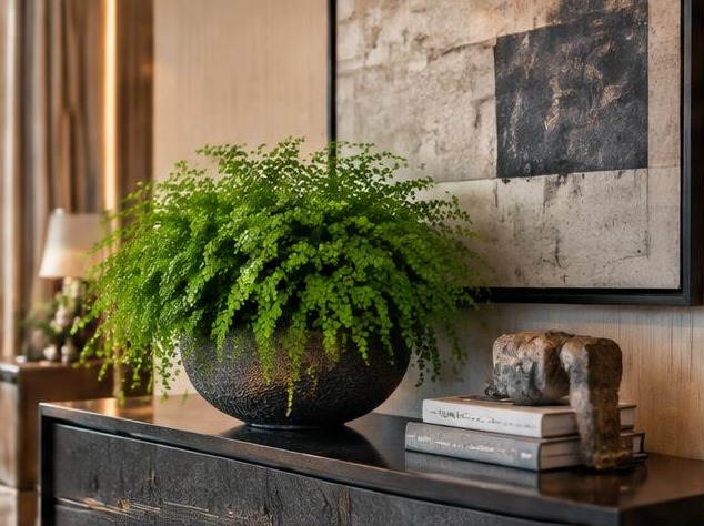 Fern arrangement on a hotel console