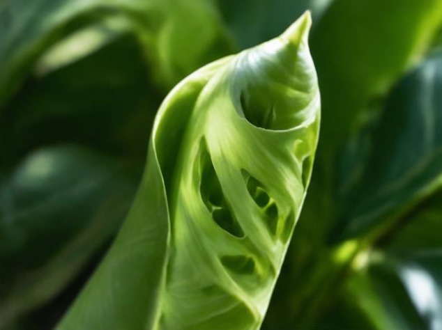Fresh Monstera leaf detail